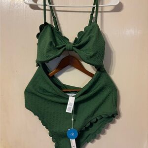 Green Scallop High-Waist Bikini Set Size XL